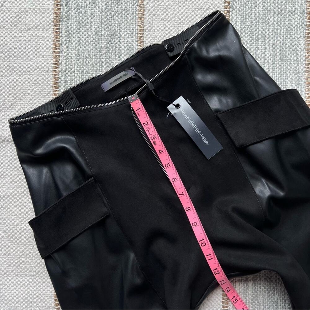 Maniere De Voir Black Flaux Leather High Rise Joggers Women’s Size US 10 - Picture 5 of 8